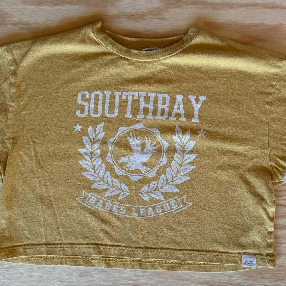 Mustard Yellow Graphic Cropped Tee